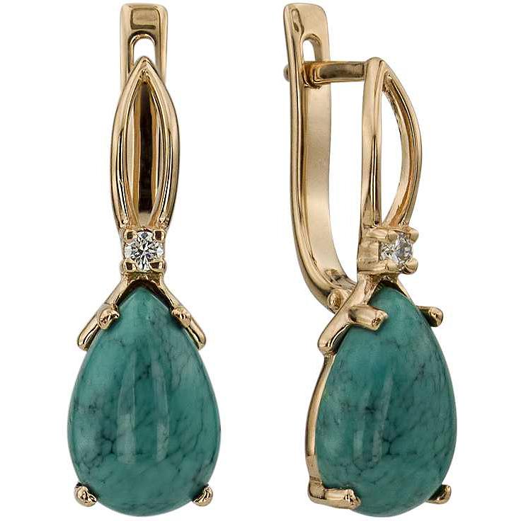 

Серьги женские из золота ALORIS 971БКц, фианит/бирюза, 971БКц