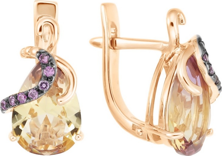 

Серьги женские из золота ALORIS 1068АнКц, аметрин/фианит, 1068АнКц