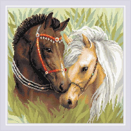 

Риолис Алмазная вышивка Пара лошадей AM0039, 40x40 см