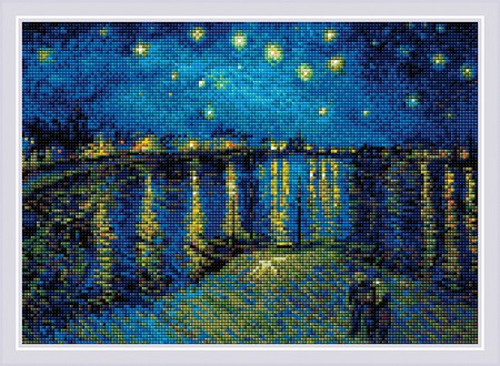 Риолис Алмазная вышивка Звездная ночь по мотивам картины В. Ван Гога AM0044, 27x38 см