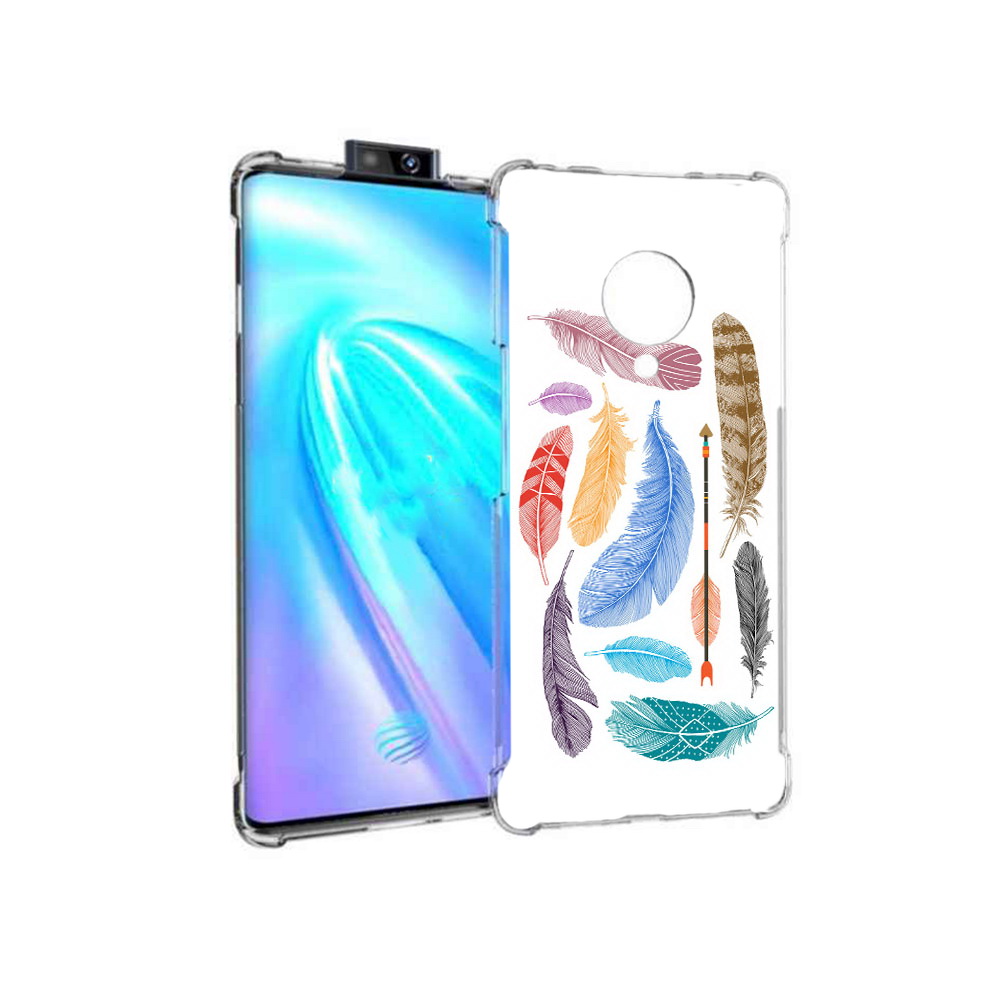 

Чехол MyPads Tocco для Vivo NEX 3 разноцветные перья (PT136035.381.572), Прозрачный, Tocco