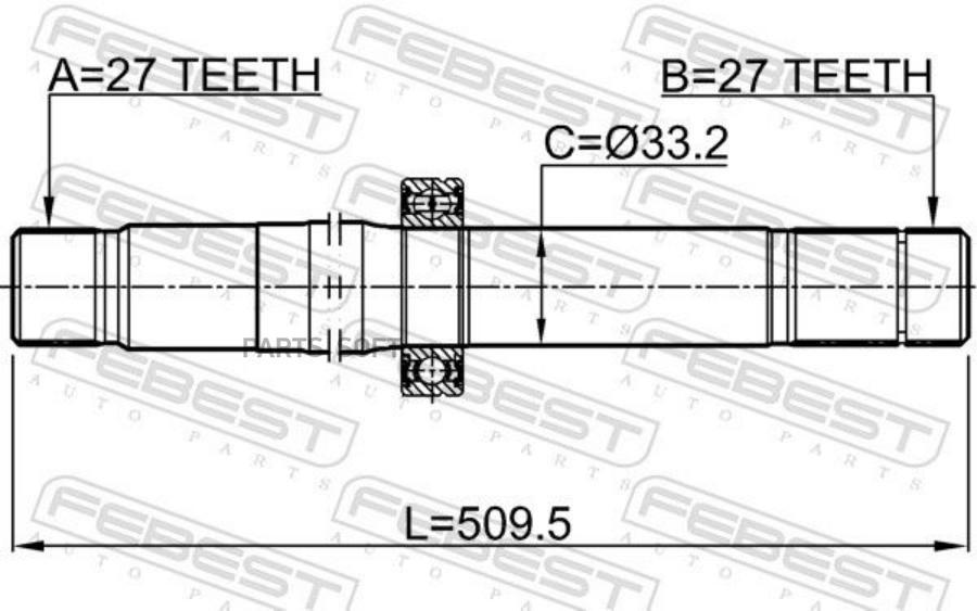 

Полуось Левая 27X510x27 Febest 1612-222