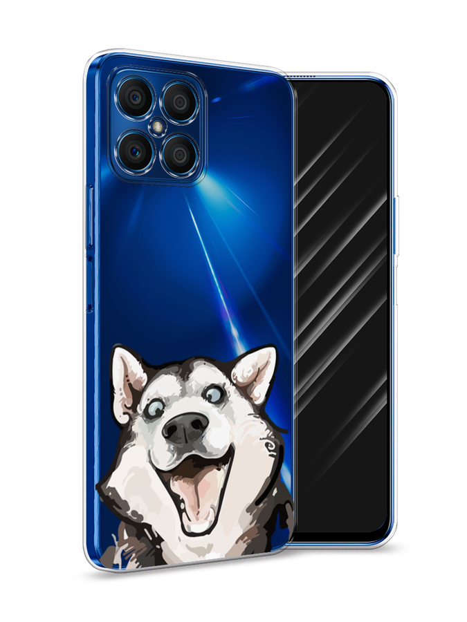 

Чехол Awog на Honor X8 "Радостный хаски", Белый;голубой;черный, 6107650-1