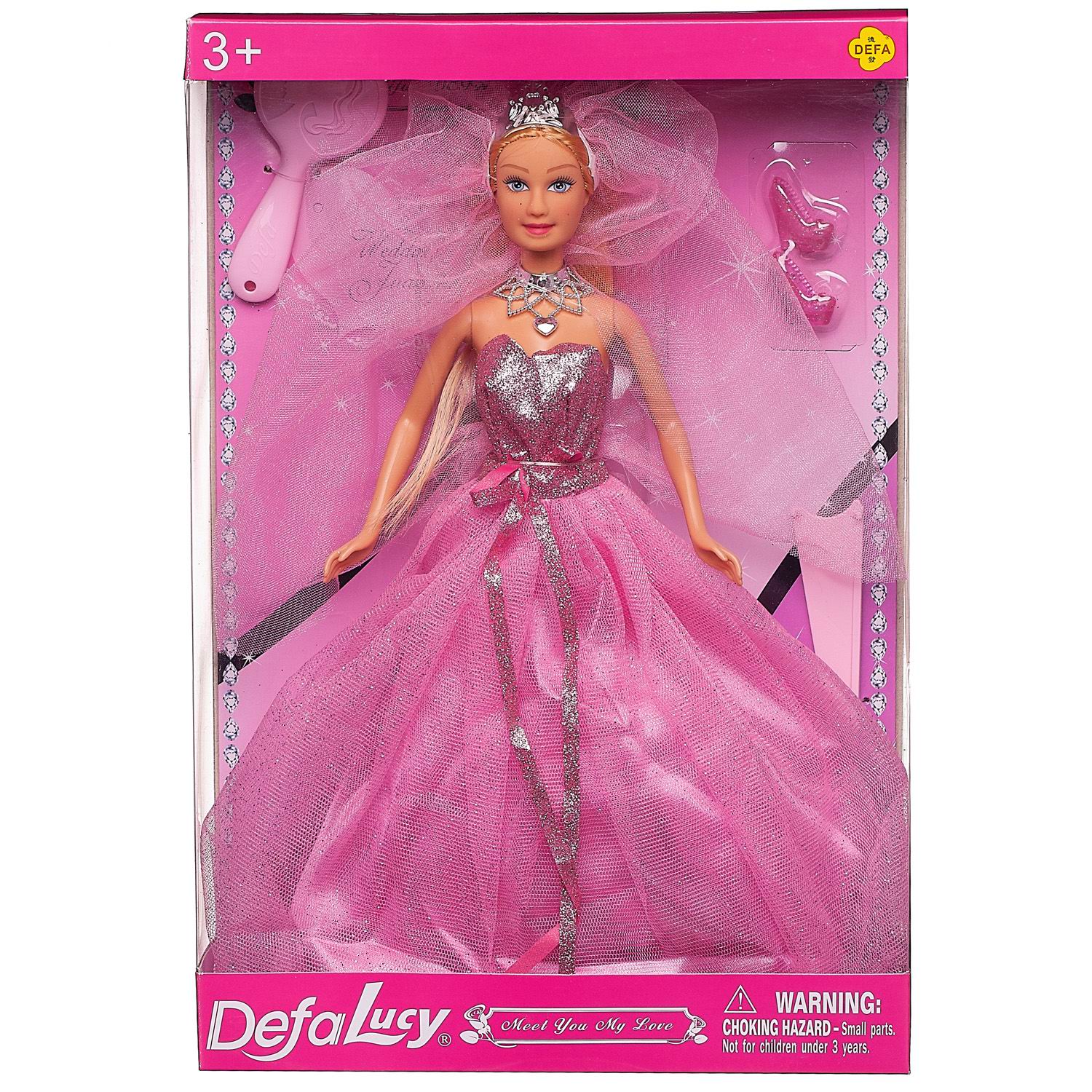 Кукла Defa Lucy Невеста-принцесса в розовом платье в наборе с игровыми предметами, 29 см кукла junfa зимняя принцесса в розовом платье 22 см wj 34770