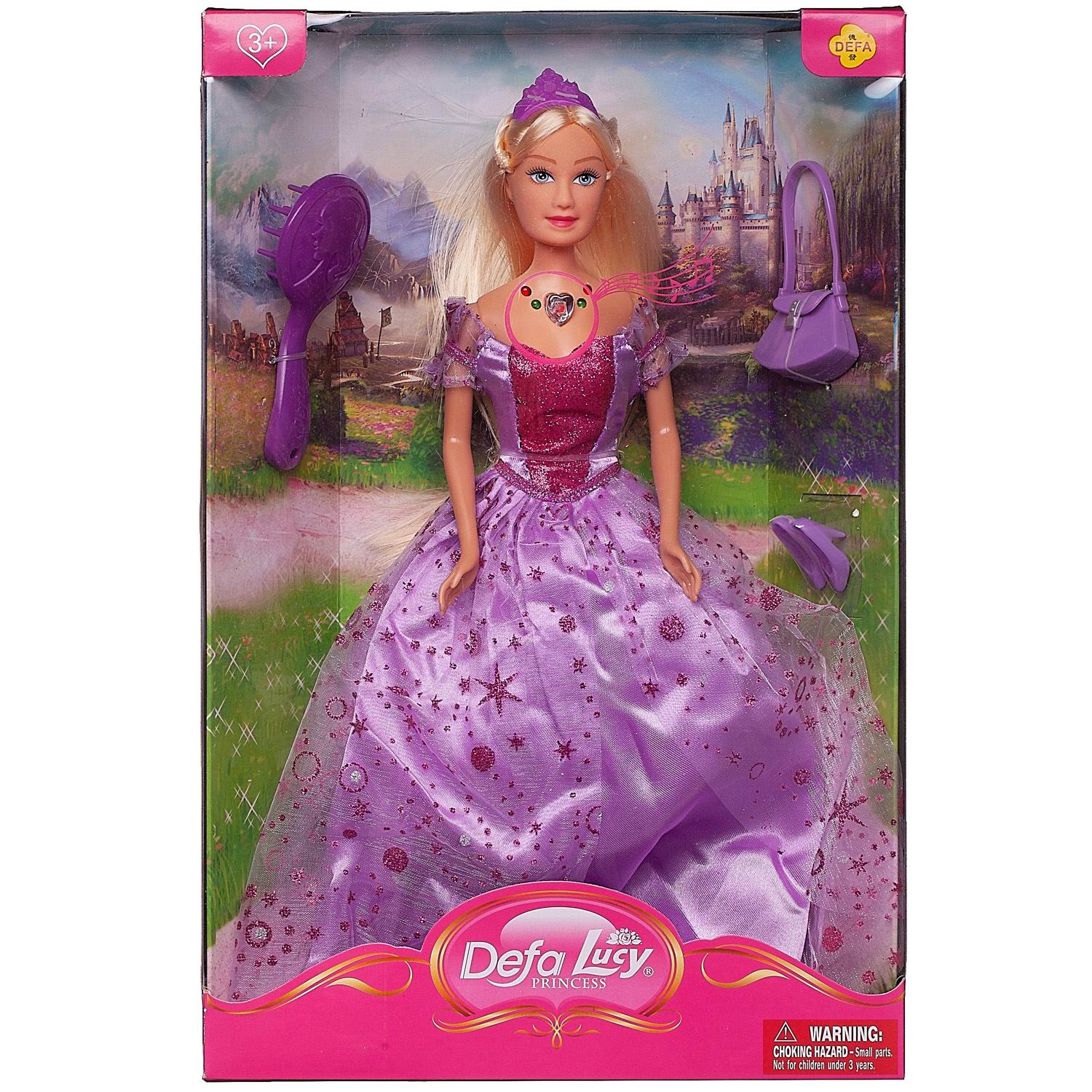 Кукла Defa Lucy Принцесса в фиолетовом платье в наборе с игровыми предметами, 29 см кукла в наборе с аксессуарами римские каникулы 29 см mia 200669824 2