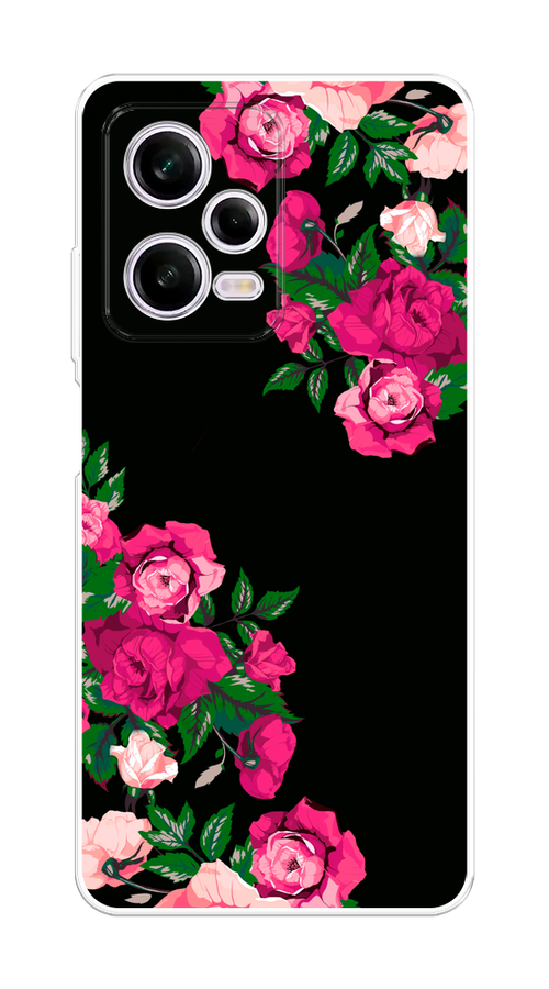 

Чехол на Xiaomi Redmi Note 12 Pro 5G "Розы фуксия", Черный;розовый;зеленый, 317050-1