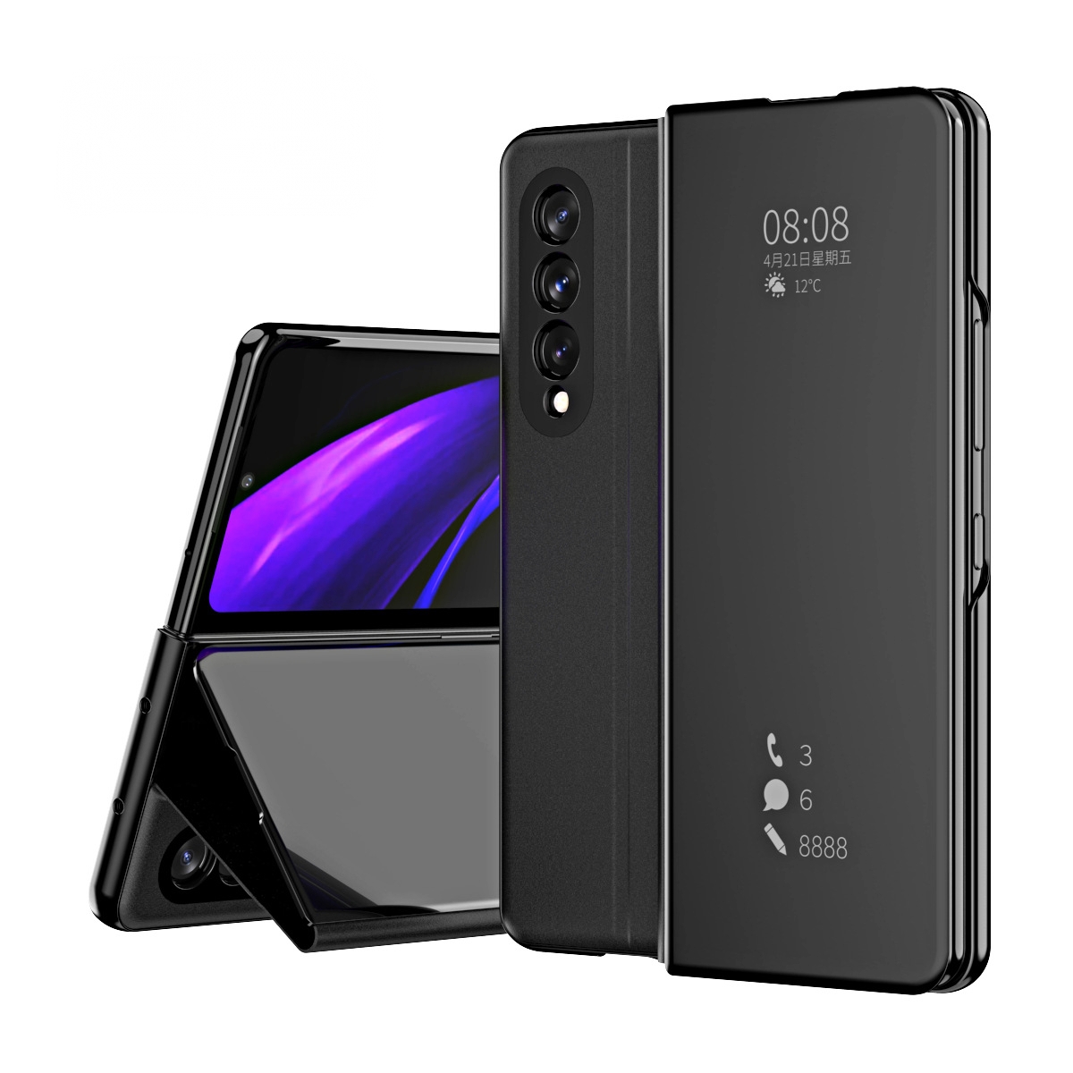 

Чехол-книжка Clear View Cover для Samsung Galaxy Fold 4 с зеркальной поверхностью черный