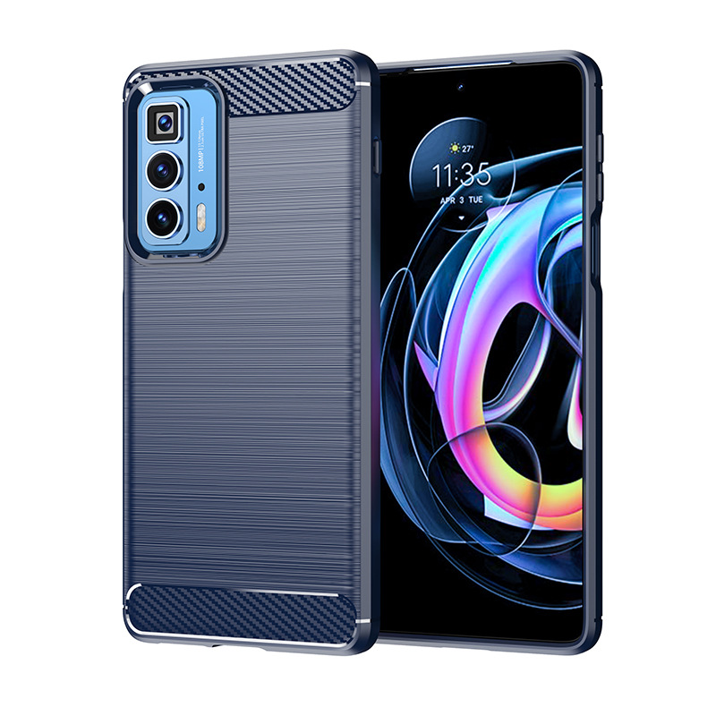 

Чехол-бампер из силикона для Motorola Edge S Pro/Edge20 Pro с матовой отделкой под карбон, Синий