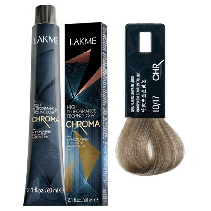 Крем-краска для волос без аммиака lakme chroma 10 17 очень светлый блондин пепельный 60 мл