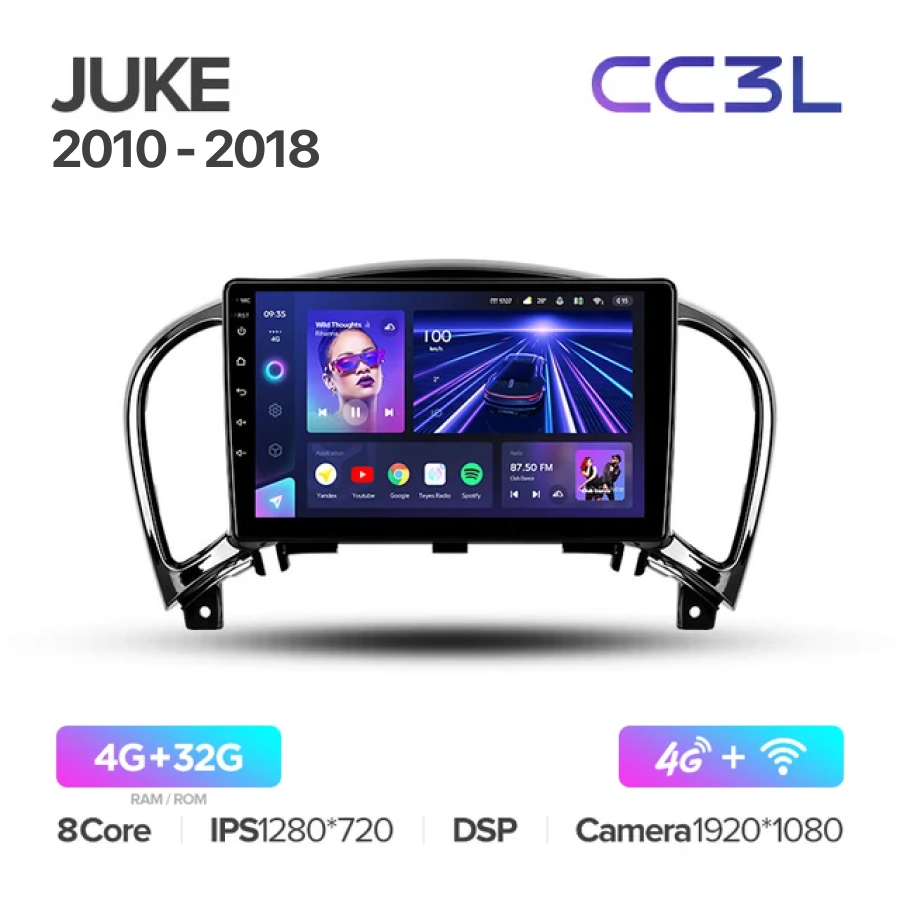 

Магнитола Teyes CC3L Nissan Juke 2010 - 2018 4+32Gb, CC3L