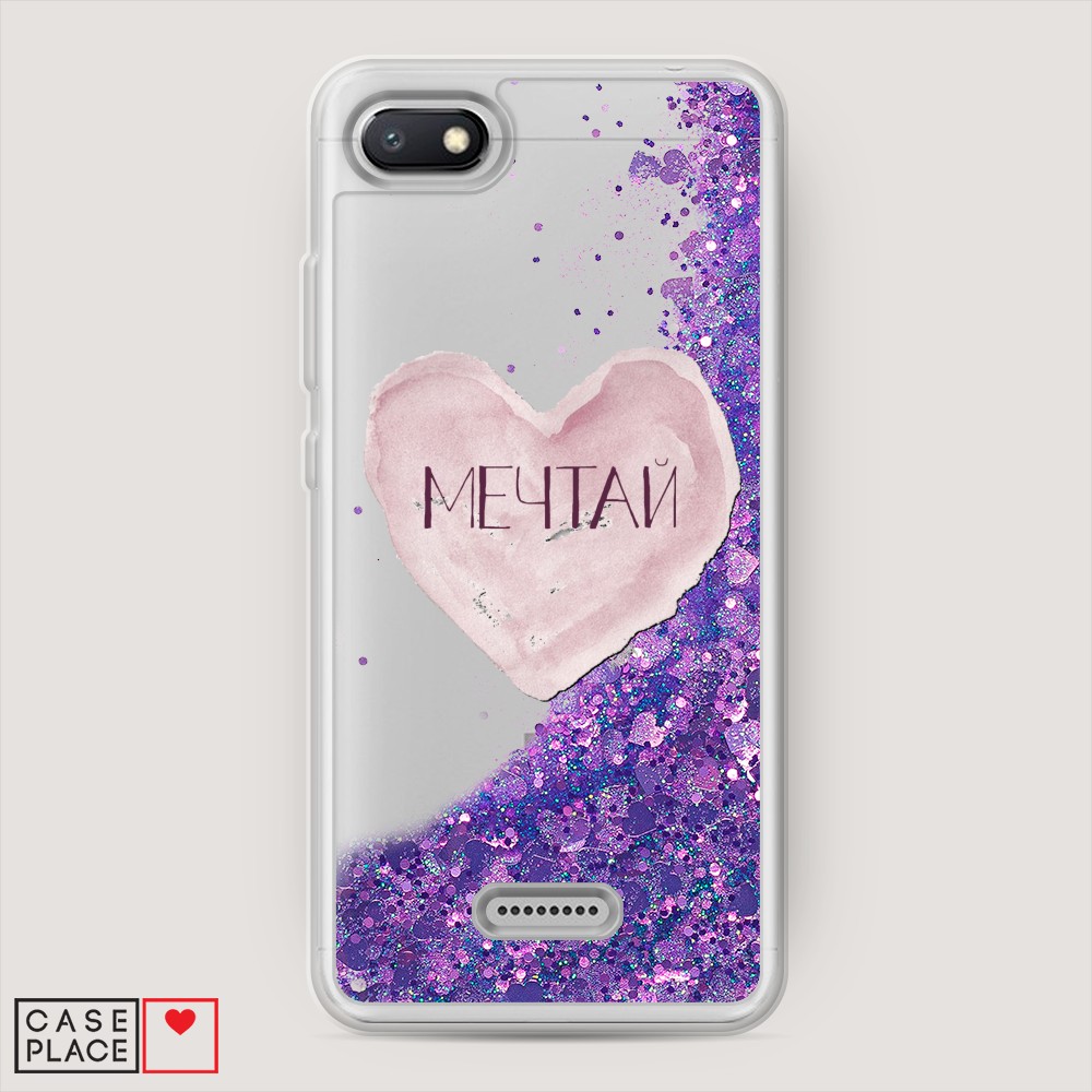 

Жидкий чехол с блестками "Мечтай сердце" на Xiaomi Redmi 6A, 34192-1