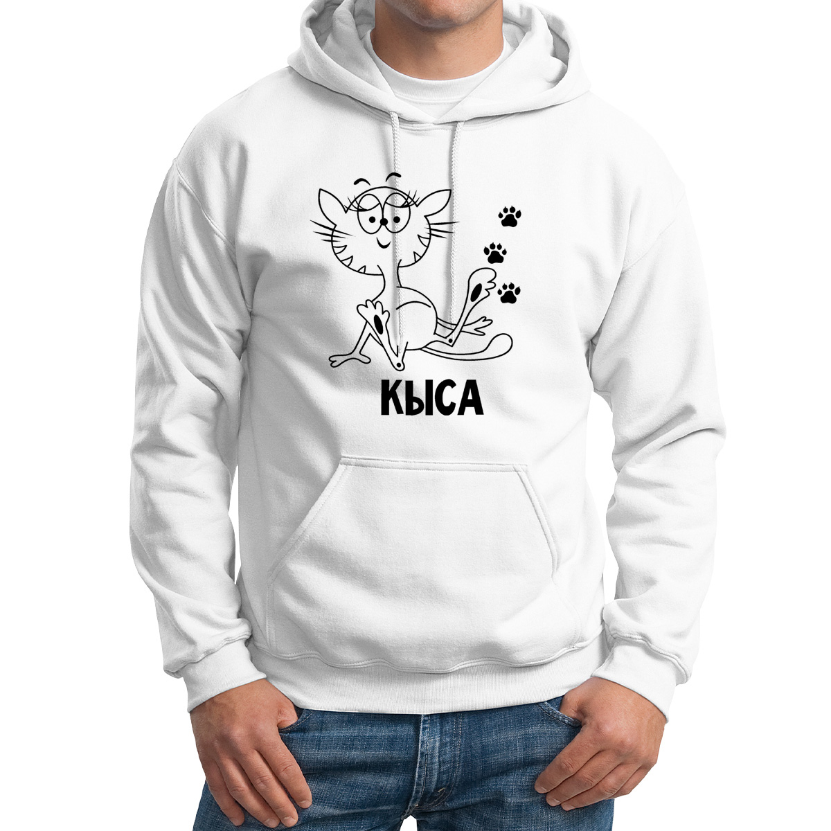 

Худи унисекс CoolPodarok Кыса белое 52 RU, M0114024