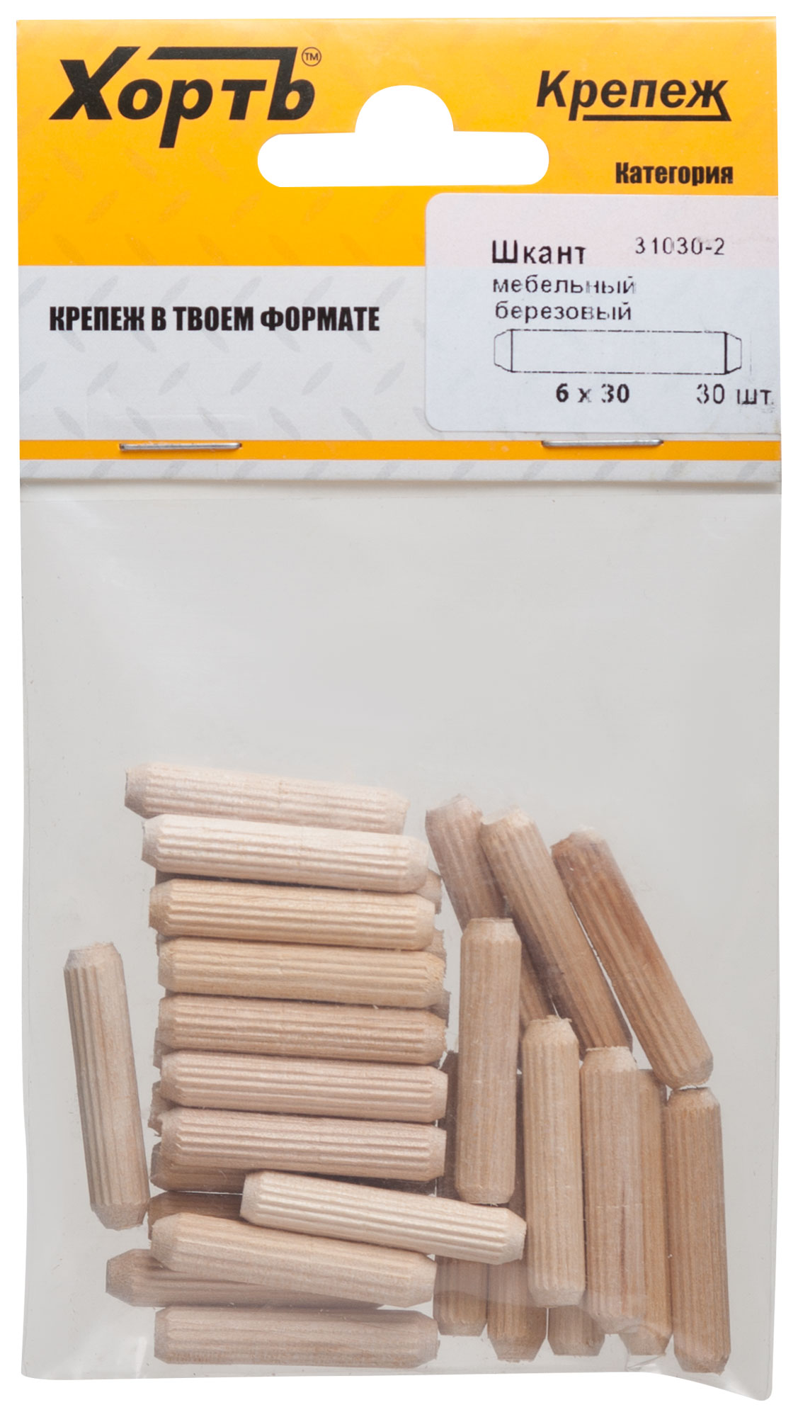 

Шкант мебельный 6 х 30 березовый фасовка 30 шт.