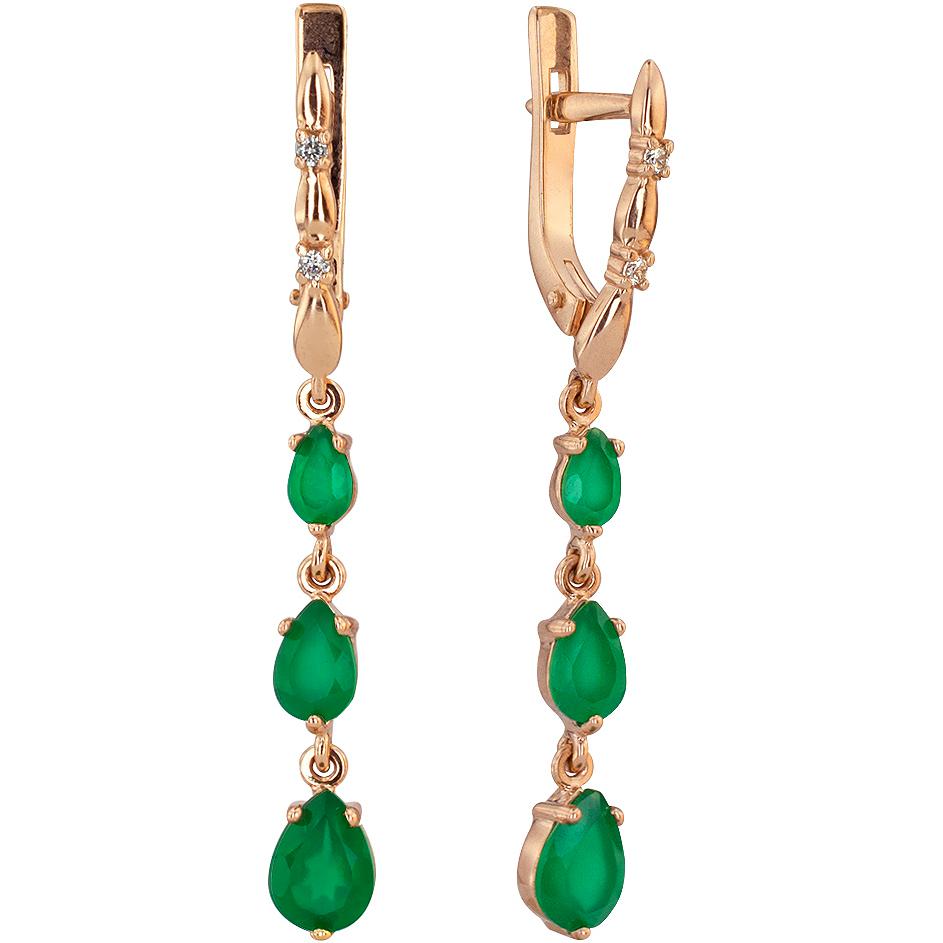 

Серьги женские из золота ALORIS 1361АгзКц, фианит/агат, 1361АгзКц
