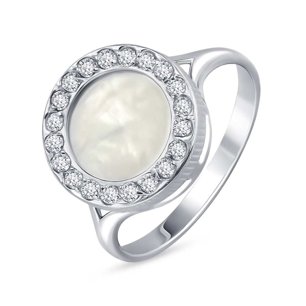 

Кольцо из серебра р. , 585Gold 701013715, перламутр искусственный\фианит, 701013715