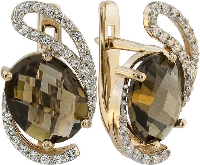 

Серьги женские из золота ALORIS 512РКц, фианит/раухтопаз, 512РКц