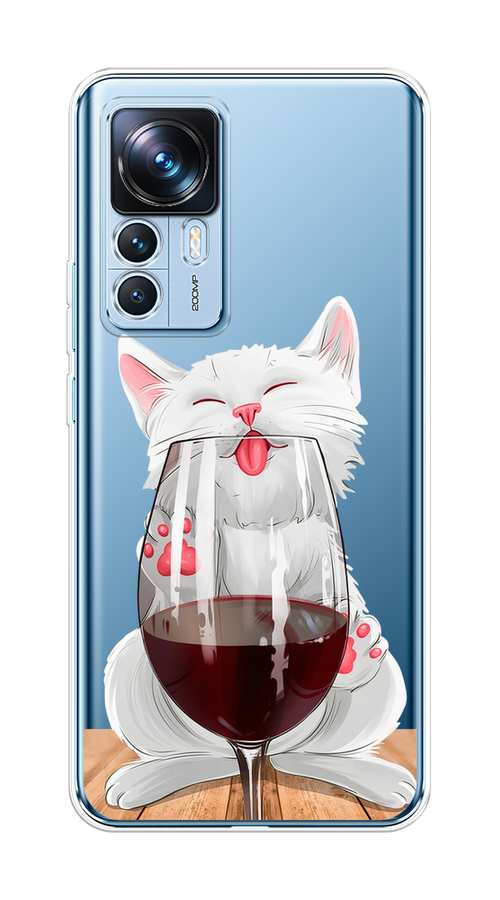 

Чехол на Xiaomi 12T "Кот с бокалом", Прозрачный;белый;красный, 316650-1