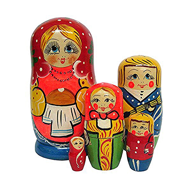 фото Деревянные игрушки rntoys матрешка семья матушка 5 в 1 rntoys д-540
