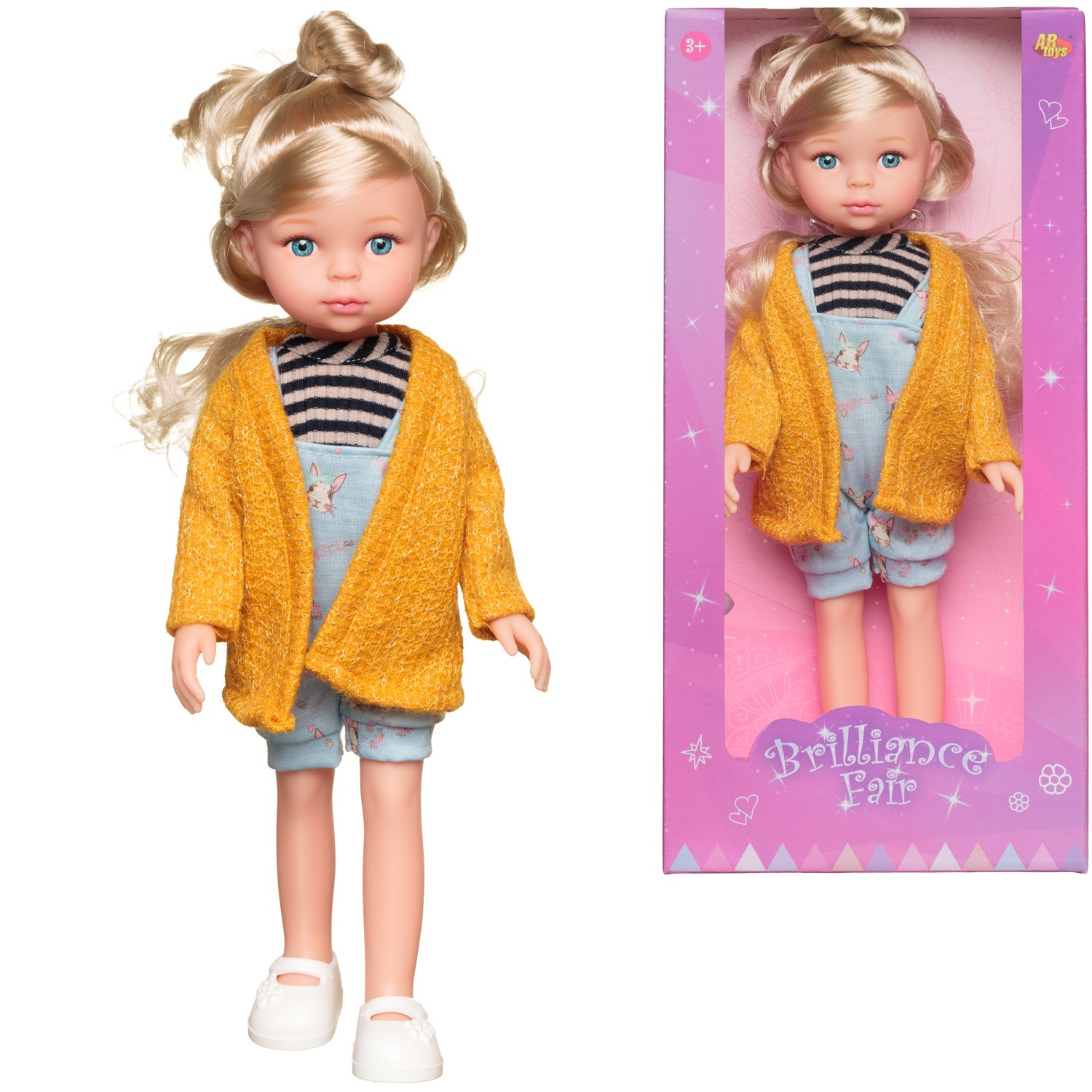 Кукла ABtoys Времена года в желтой кофте и комбинезоне 33 см кукла abtoys времена года в серо розовом платье 33 см