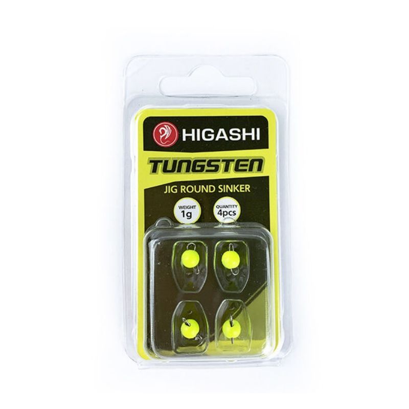 Грузила Higashi  Jig Tungsten sinker R Fluo Yellow #1гр (set-4pcs)