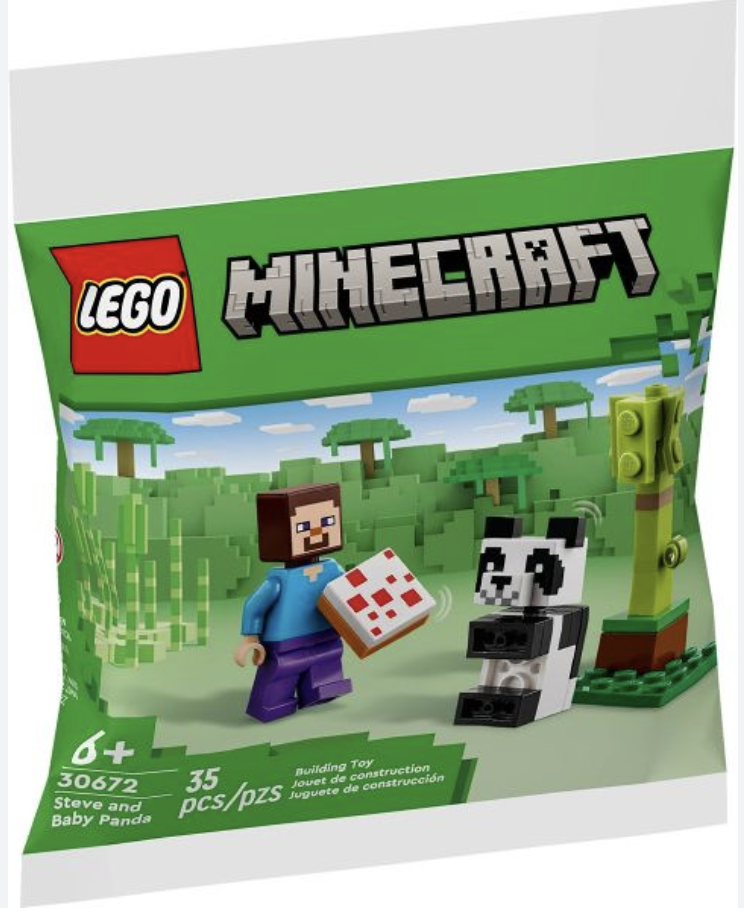 Конструктор Lego Minecraft polybag Стив и малышка Панда 30672, 35 дет конструктор lego minecraft 21153 шерстяная ферма