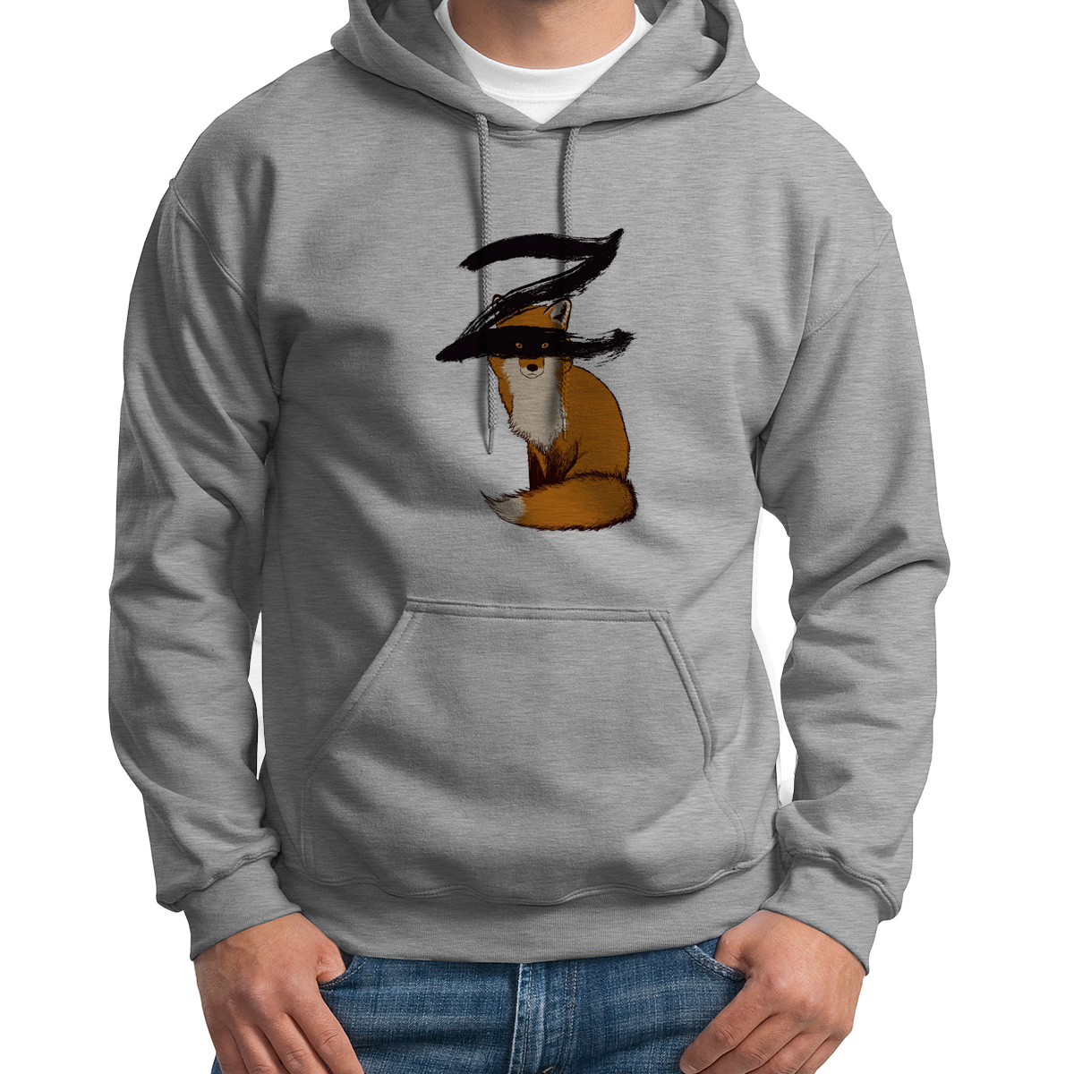 

Худи унисекс CoolPodarok Животные Рыжий Лис Zorro серое 44 RU, 4S015912