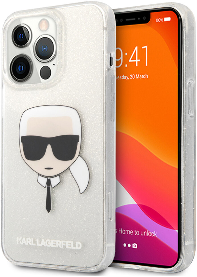 фото Чехол cg mobile karl lagerfeld tpu glitters karl's head hard для iphone 13 pro max