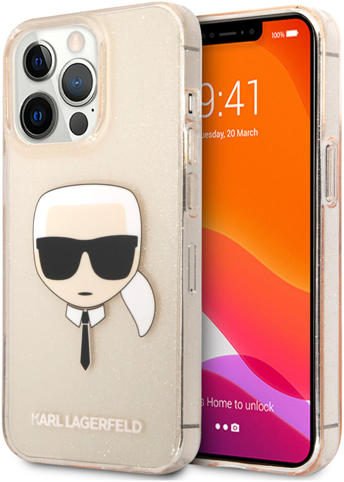 фото Чехол cg mobile karl lagerfeld tpu glitters karl's head hard для iphone 13 pro max