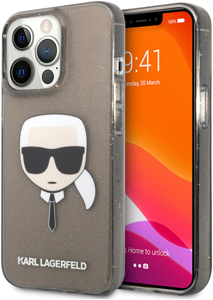 фото Чехол cg mobile karl lagerfeld tpu glitters karl's head hard для iphone 13 pro max