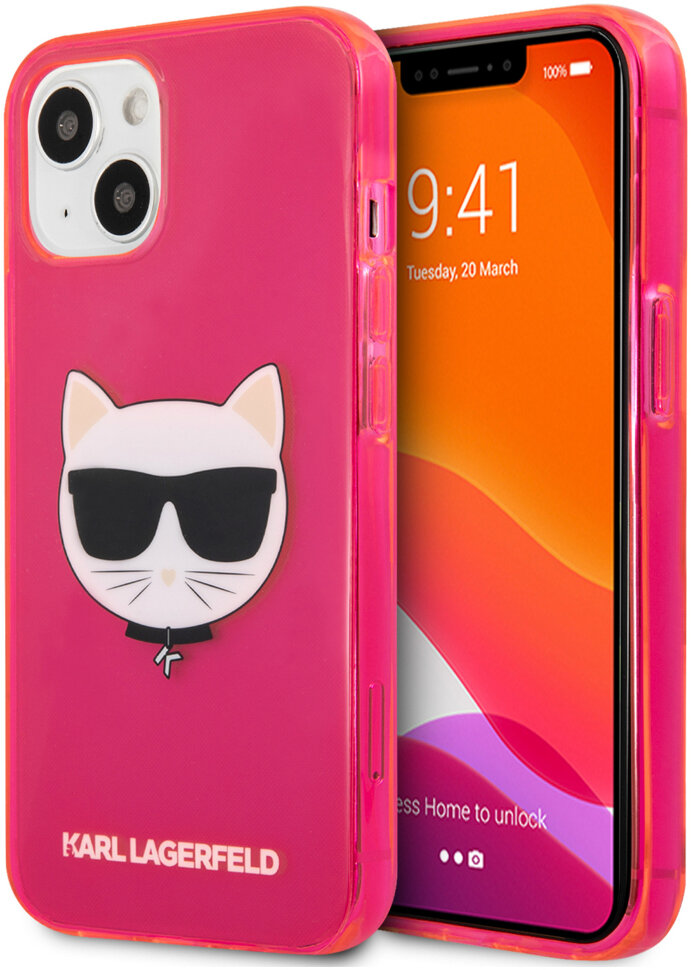 фото Чехол cg mobile karl lagerfeld tpu fluo choupette hard для iphone 13 mini klhcp13schtrp