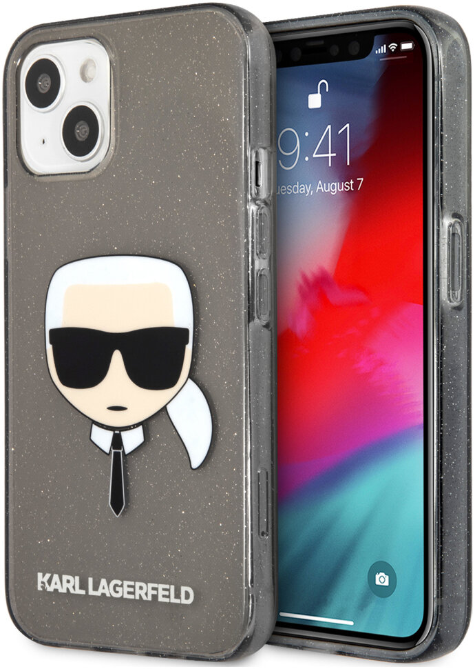 фото Чехол cg mobile karl lagerfeld tpu glitters karl's head hard для iphone 13 klhcp13mkhtuglb