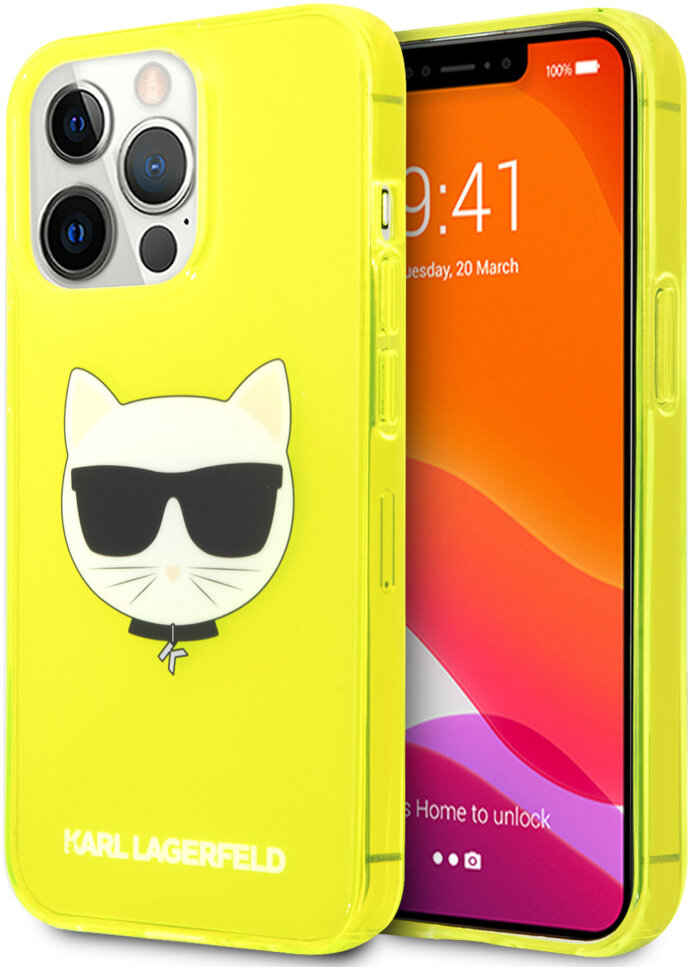 фото Чехол cg mobile karl lagerfeld tpu fluo choupette hard для iphone 13 pro klhcp13lchtry