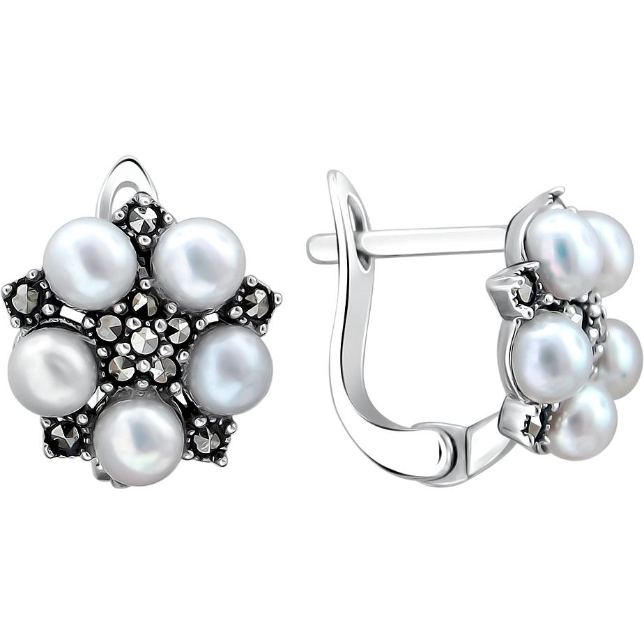 

Серьги женские из серебра Эстет С26С351243Ч, жемчуг/марказит, С26С351243Ч