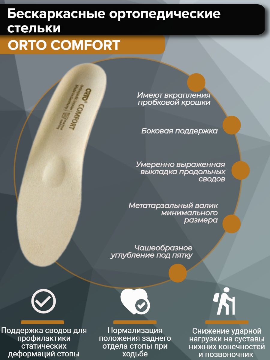 Стельки ортопедические ORTO COMFORT на пробковой основе р-р 47 1426₽