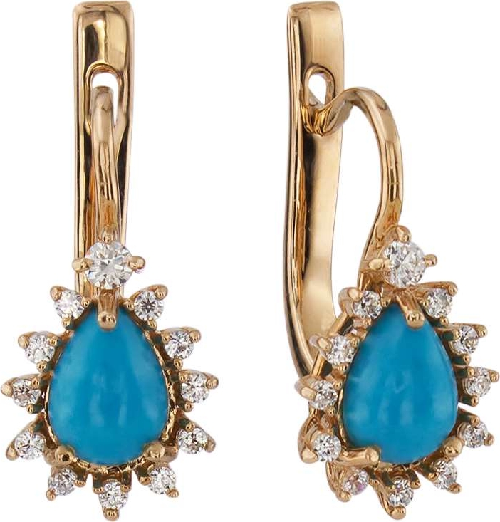 

Серьги женские из золота ALORIS 1316БКц, фианит/бирюза, 1316БКц