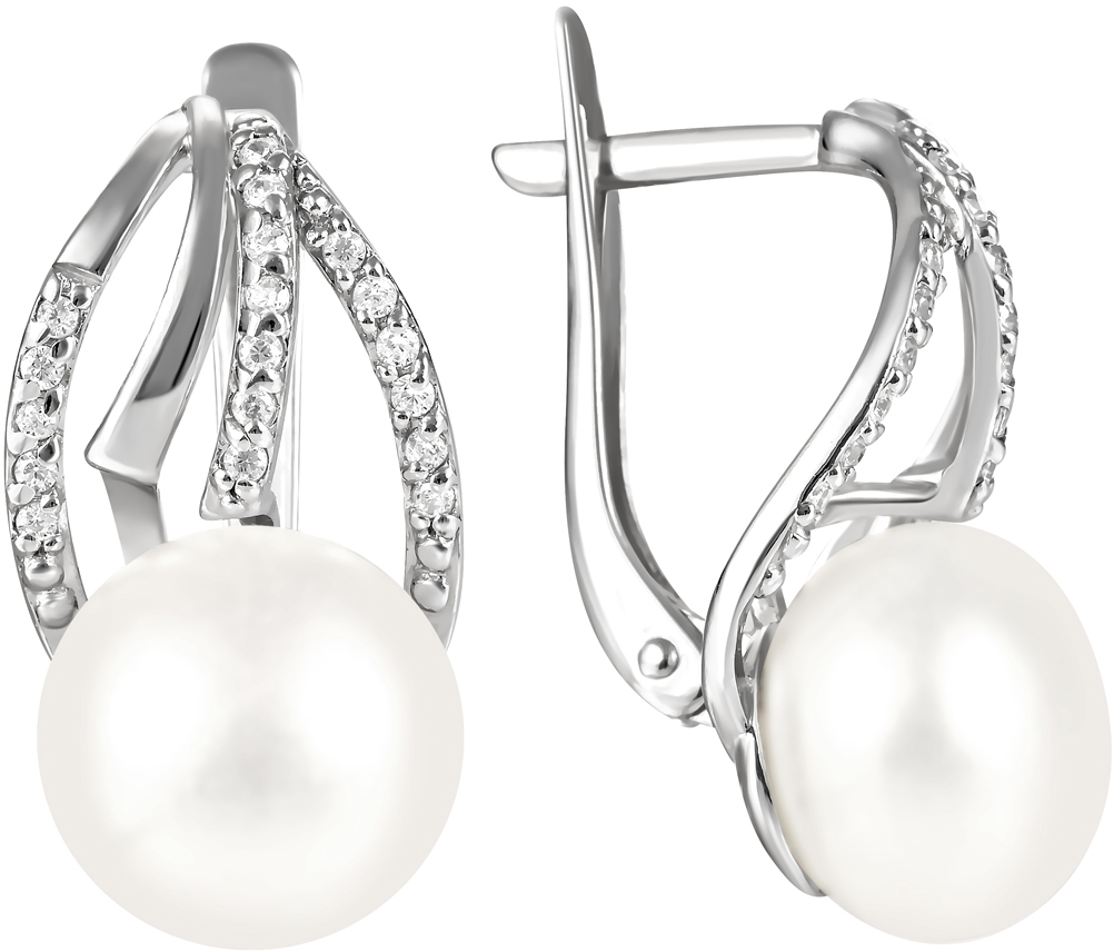 

Серьги женские из серебра Примаэксклюзив 290-5-379Р, жемчуг/фианит, 290-5-379Р