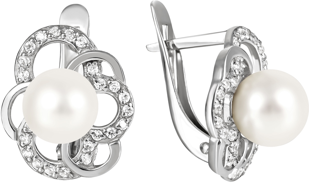 

Серьги женские из серебра Примаэксклюзив 290-5-312р, жемчуг/фианит, 290-5-312р