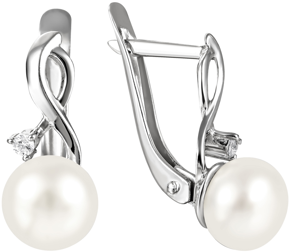 

Серьги женские из серебра Примаэксклюзив 290-5-306Р, жемчуг/фианит, 290-5-306Р