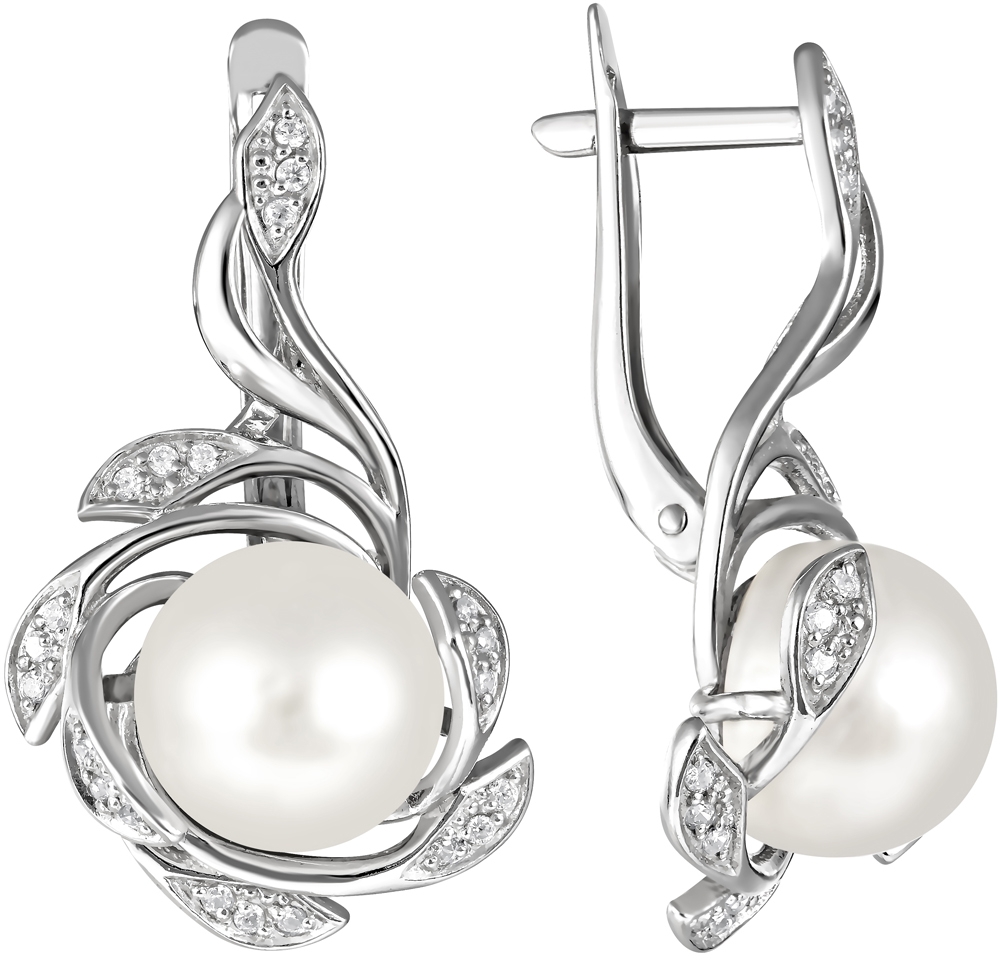 

Серьги женские из серебра Примаэксклюзив 290-5-389Р, жемчуг/фианит, 290-5-389Р