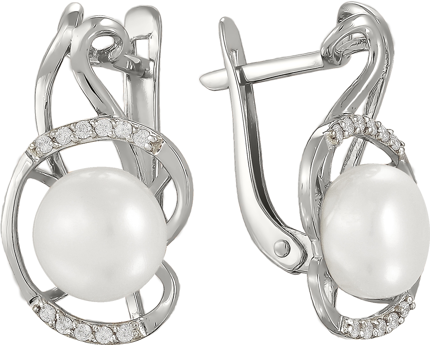 

Серьги женские из серебра Примаэксклюзив 290-5-384Р, жемчуг/фианит, 290-5-384Р