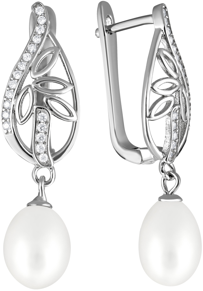 

Серьги женские из серебра Примаэксклюзив 290-5-610Р, жемчуг/фианит, 290-5-610Р