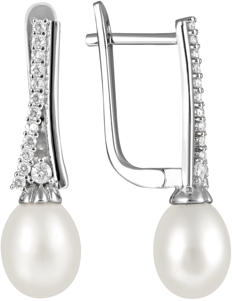 

Серьги женские из серебра Примаэксклюзив СЛ8135С, жемчуг/фианит, СЛ8135С