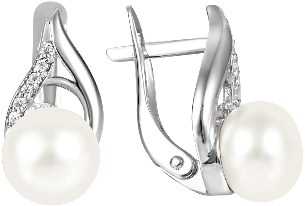 

Серьги женские из серебра Примаэксклюзив 290-5-693Р, жемчуг/фианит, 290-5-693Р