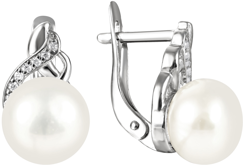 

Серьги женские из серебра Примаэксклюзив 290-5-670Р, жемчуг/фианит, 290-5-670Р