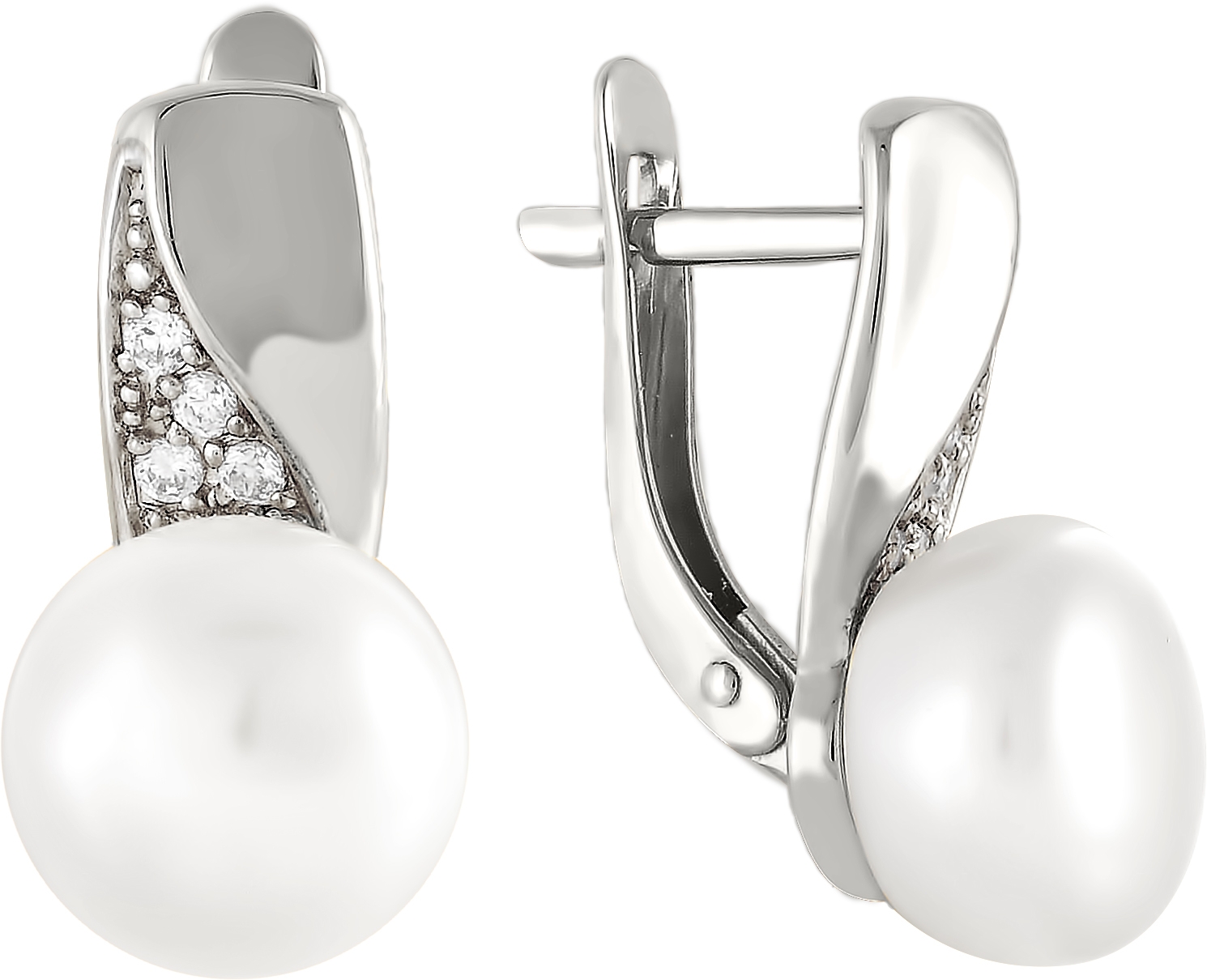

Серьги женские из серебра Примаэксклюзив 290-5-637Р, жемчуг/фианит, 290-5-637Р