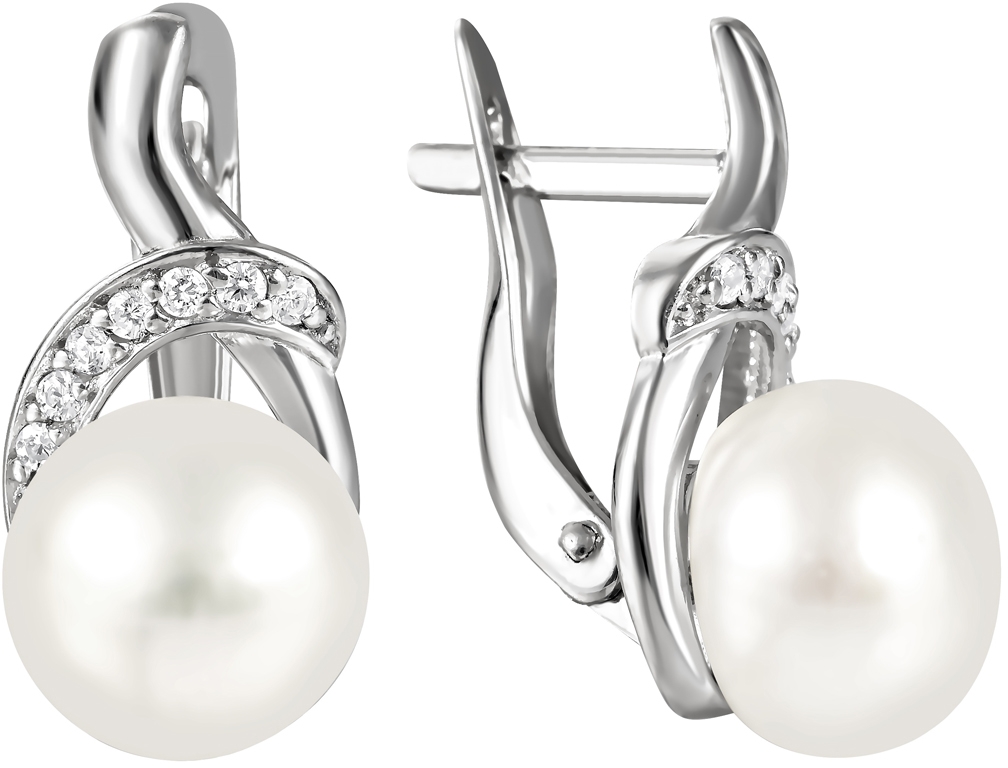 

Серьги женские из серебра Примаэксклюзив 290-5-668Р, жемчуг/фианит, 290-5-668Р