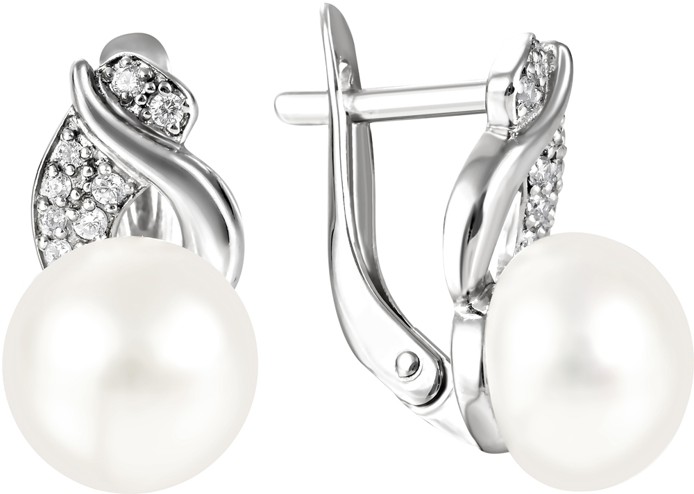 

Серьги женские из серебра Примаэксклюзив 290-5-623Р, жемчуг/фианит, 290-5-623Р