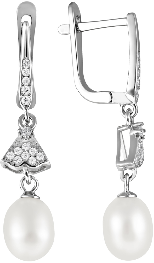 

Серьги женские из серебра Примаэксклюзив 290-5-601Р, жемчуг/фианит, 290-5-601Р