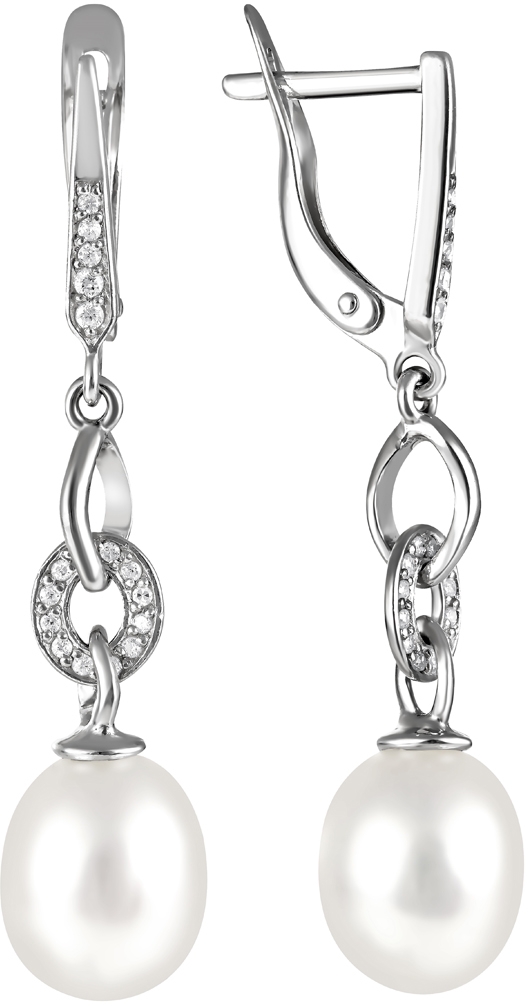 

Серьги женские из серебра Примаэксклюзив 290-5-677Р, жемчуг/фианит, 290-5-677Р