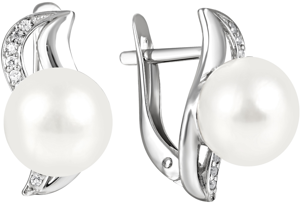 

Серьги женские из серебра Примаэксклюзив 290-5-661Р, жемчуг/фианит, 290-5-661Р